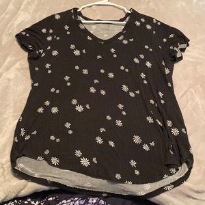 black t-shirt with sunflowers